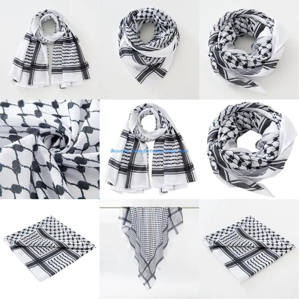 

E56A Traditional Arab Shawl Shemagh Scarf Arabian Prayer Scarf Desert Shawl Headscarf Dubai Headscarf Classical Neckerchief
