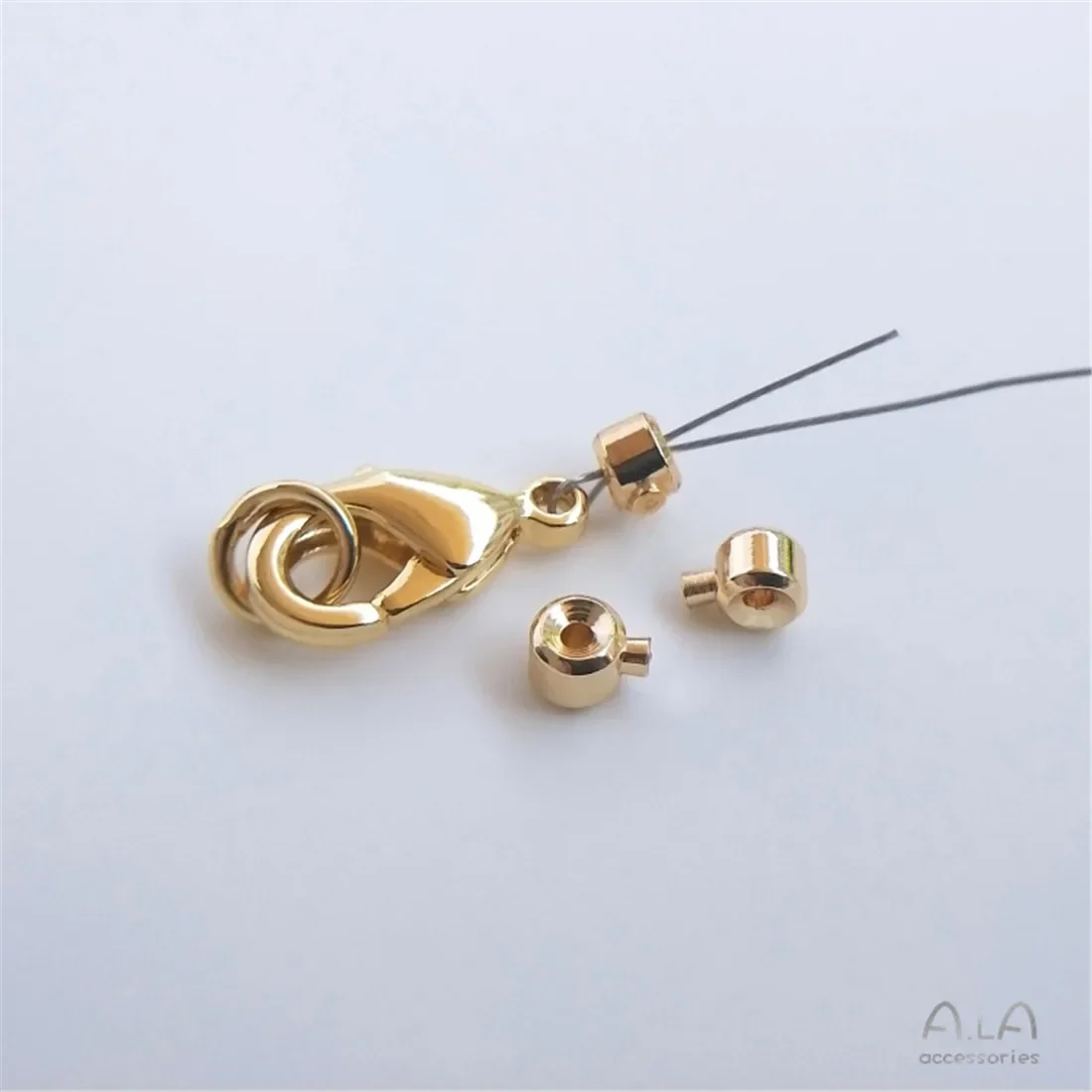 Пряжка из 14-каратного золота, браслет ручной работы «сделай сам», зажим для хвоста, стальной трос, зажим для позиционирования лески, пряжка C025