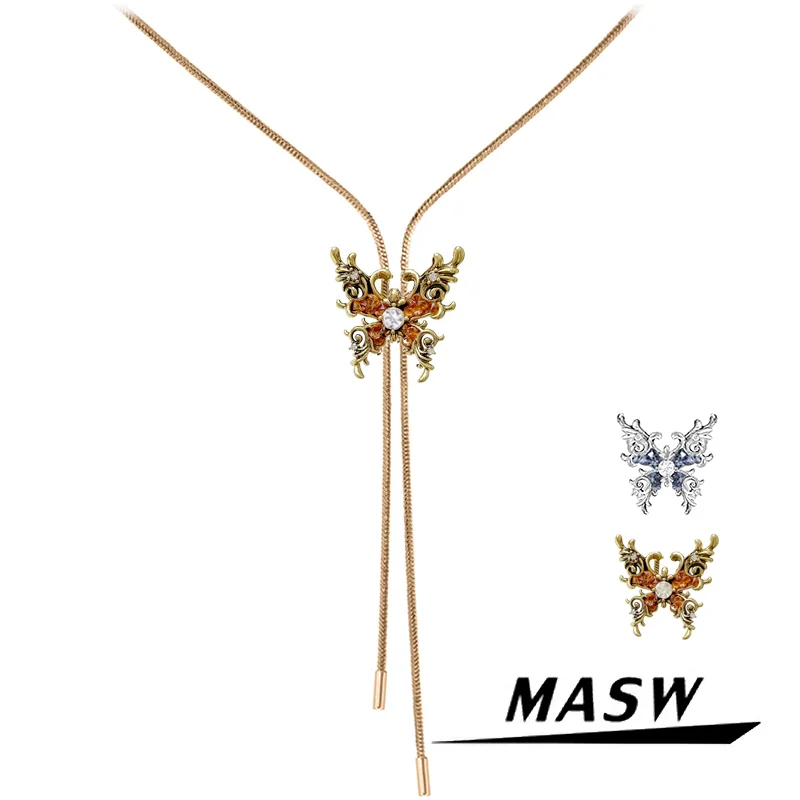 

MASW Original Design Fashion Jewelry High Quality Brass Gold Color Butterfly Pendant Necklace For Women Girl Gift Popular Style