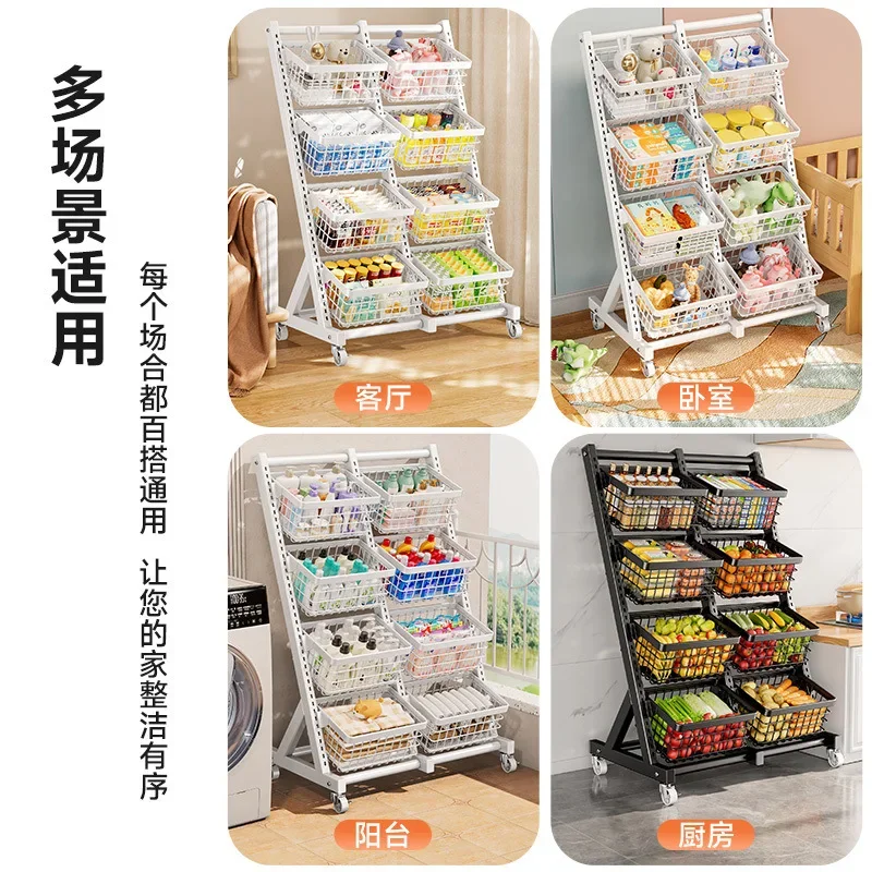 Küche, Regal, Boden, mehrschichtig, Haushalt, Trolley, Gemüsekorb, Multifunktion