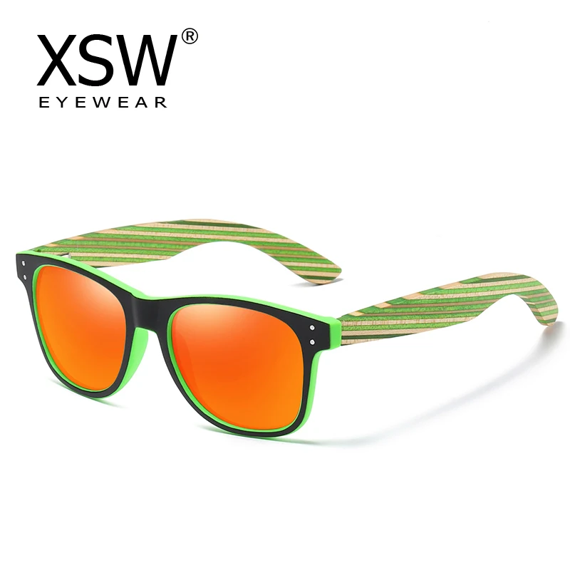 

XSW 2023 Handmade Polarized Sunglasses for Men And Women With Recycled Frames and Color Wood Temples Red