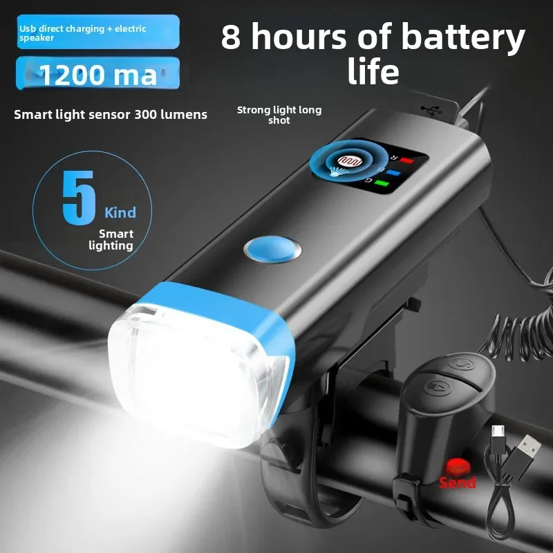 

Комплект интеллектуальных велосипедных светодиодных фонарей с датчиком света — передний задний фонарь с высокодецибеловым звуковым сигналом и зарядкой типа C