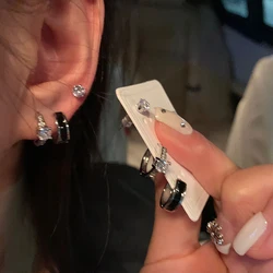 6Pcs/set Fashion Exquisite Crystal Zircon Hoop Earrings For Women Girls Light Luxury Stud Earrings Y2K Jewelry Accessories Gifts