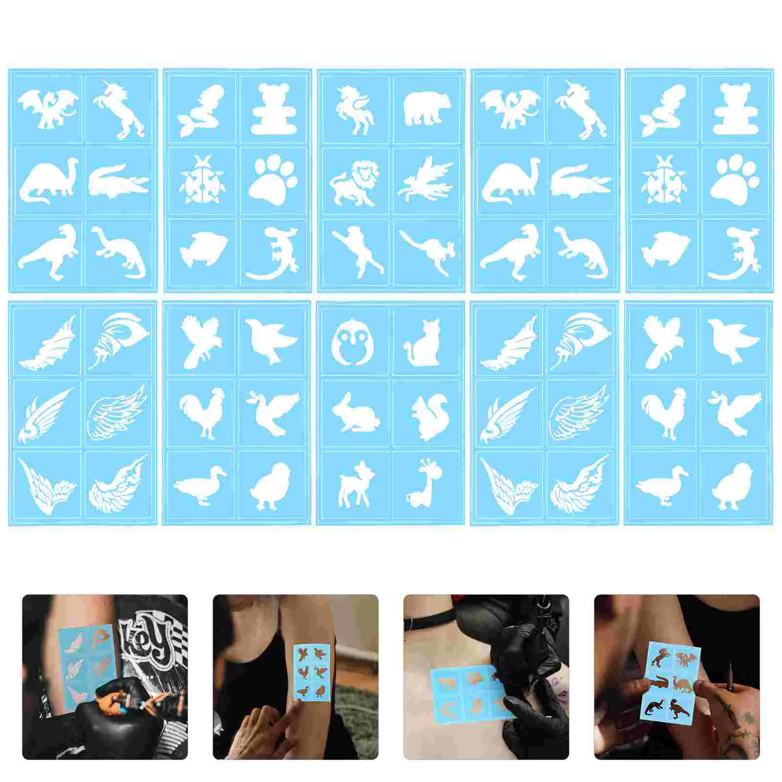 10 Pcs Children's Tattoo Template Painted Face Painting Stencils Reusable Creative Templates Facial Makeup Pattern Pvc