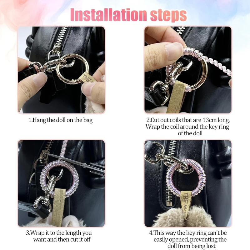 2pcs/pack Doll Anti Drop Buckle Silicone Rope Reusable Keychain Protection Ring Transparent Winding Fixed Accessories
