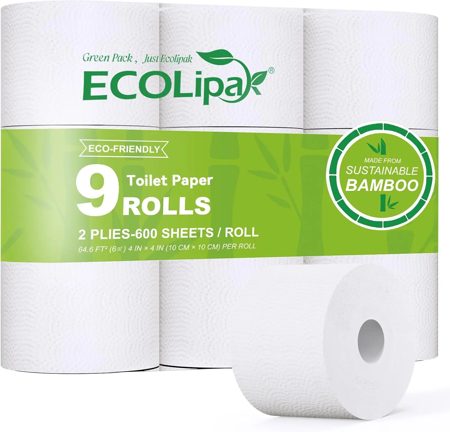 

Экологичная бамбуковая туалетная бумага, безопасная для септиков, 9 мегарулонов по 600 листов каждый, мягкая и впитывающая