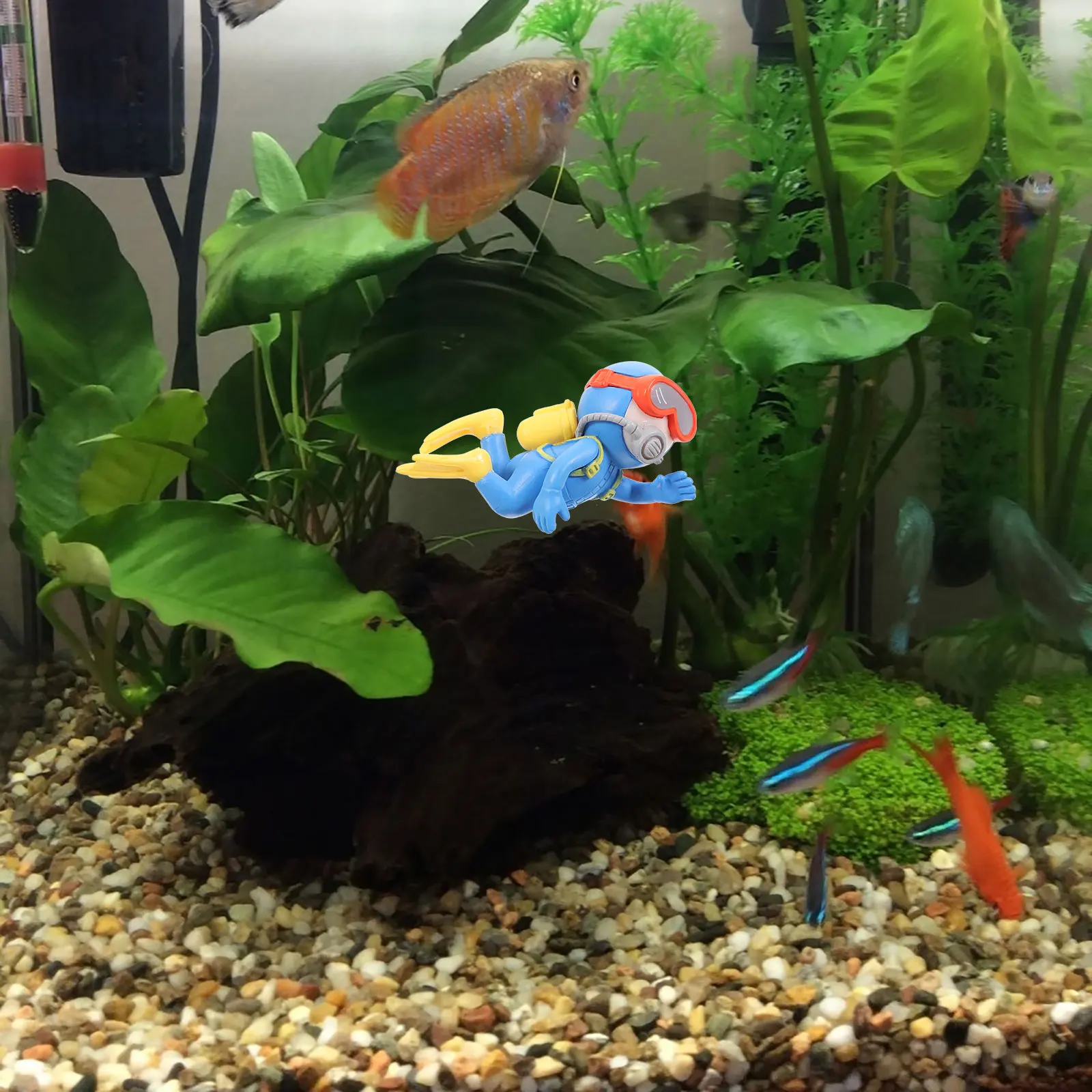 

Cartoon Diver Aquarium Decoration Floating Fish Tank Ornament Fish Accessories Creative Realistic Floating Diver for Aquariums