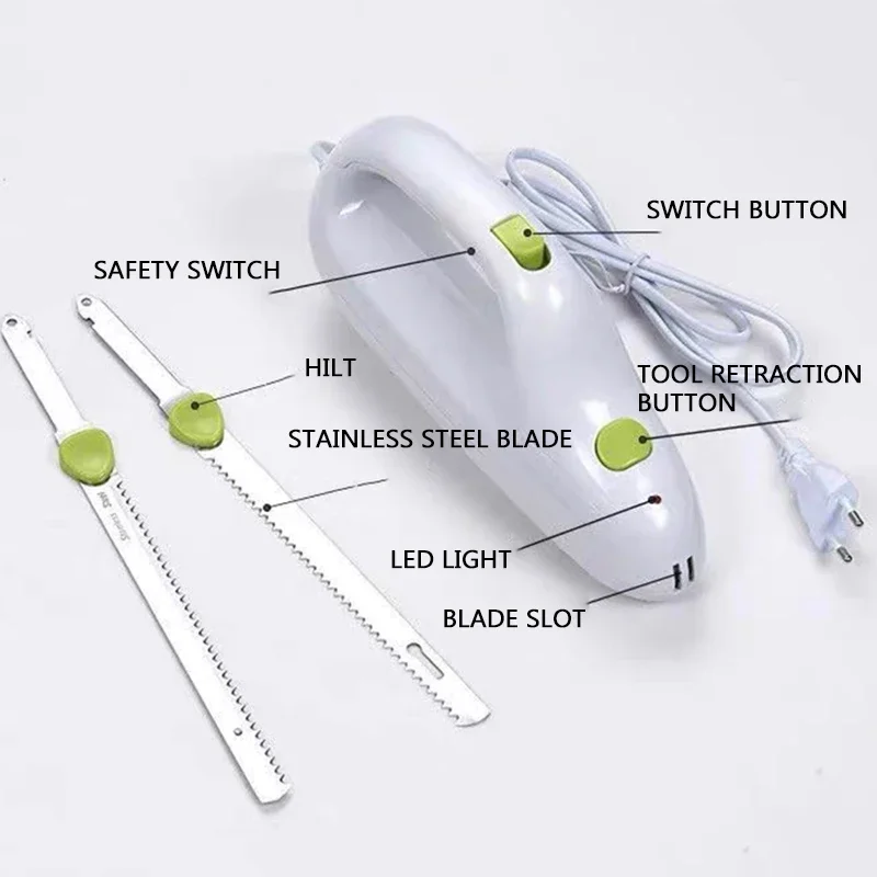 Haushalt elektrische brot messer sandwich zahn messer kuchen schneider edelstahl lebensmittel toast elektrische säge