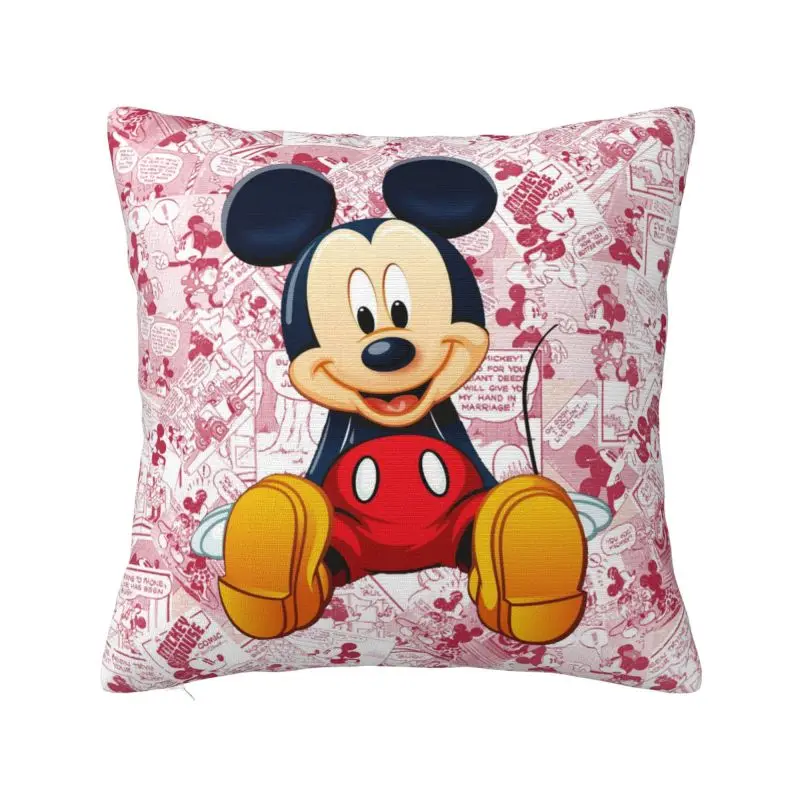 Custom Fashion Mickey Mouse Cushion Cover 40x40cm Soft Throw Pillow Case for Car Square Pillowcase Living Room Decoration