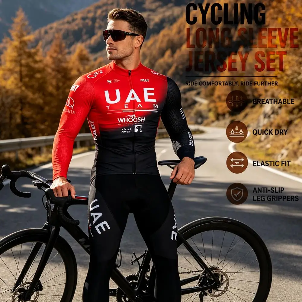 Spring Summer Long Sleeve Cycling Jersey Set Bib Pants Ropa Ciclismo Clothing Pro Team Bike Uniform Men Bicycle Clothes Mailllot