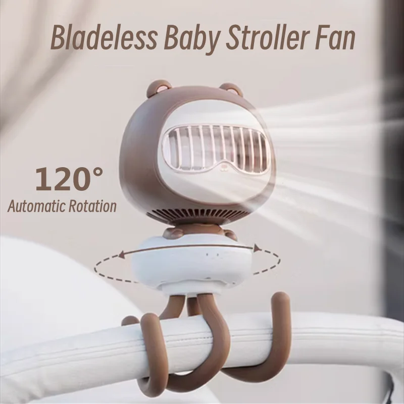 

Baby Stroller Bladeless Fan Portable Wireless Handheld Fan 3600mAh USB Rechargeable Summer Outdoor Air Cooling Ventilator Fan