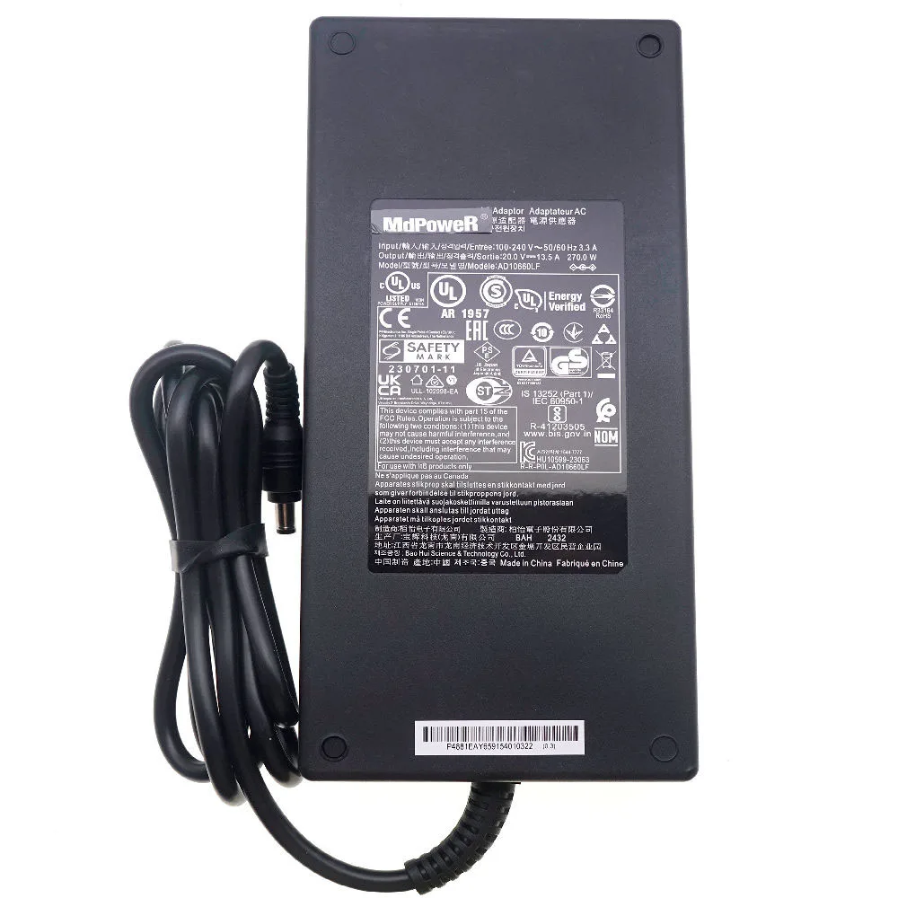 Adaptador de CA de 20 V, 13,5 A, 270 W, 5,5 mm x 2,5 mm, AD10660LF, Cargador para Monitor LCD OLED LG 45GS95QE 45GS96Q Ultragear, Fuente de Alimentación