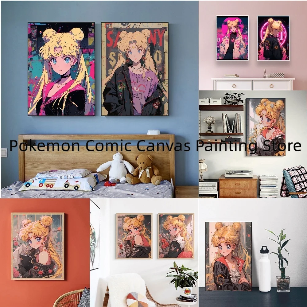 

Surrounding Japanese Animation Sailor Moon Wall Stickers and Posters for Bedroom Decoration Pictures Christmas Gift for Children