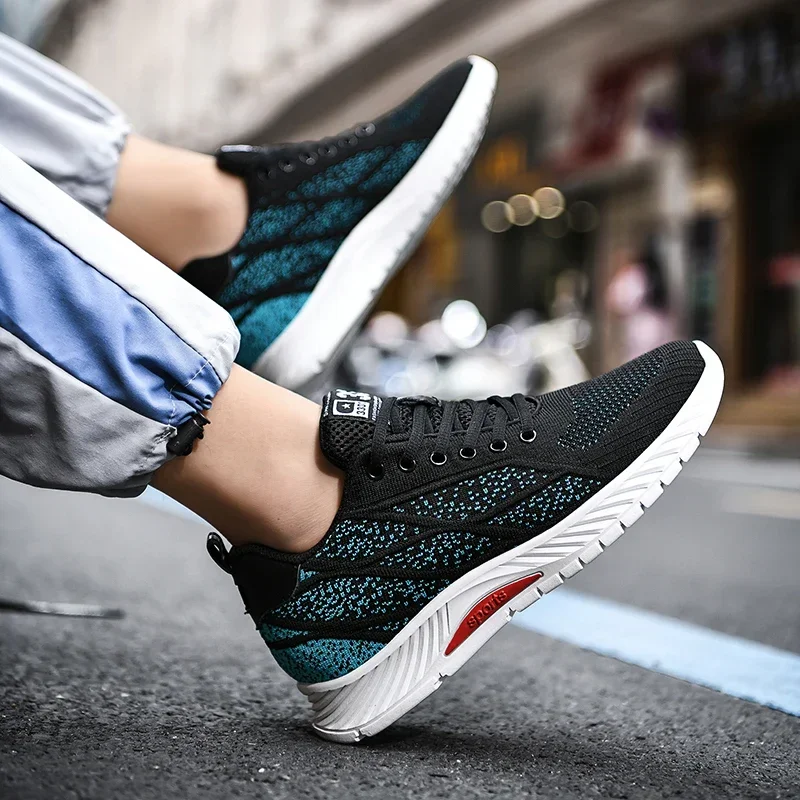 

Sneakers New Shoes Men's Light Casual Breathable Outdoor Running Elastic Sports Mesh Fly-woven Vulcanized Shoes Male Hot Sale