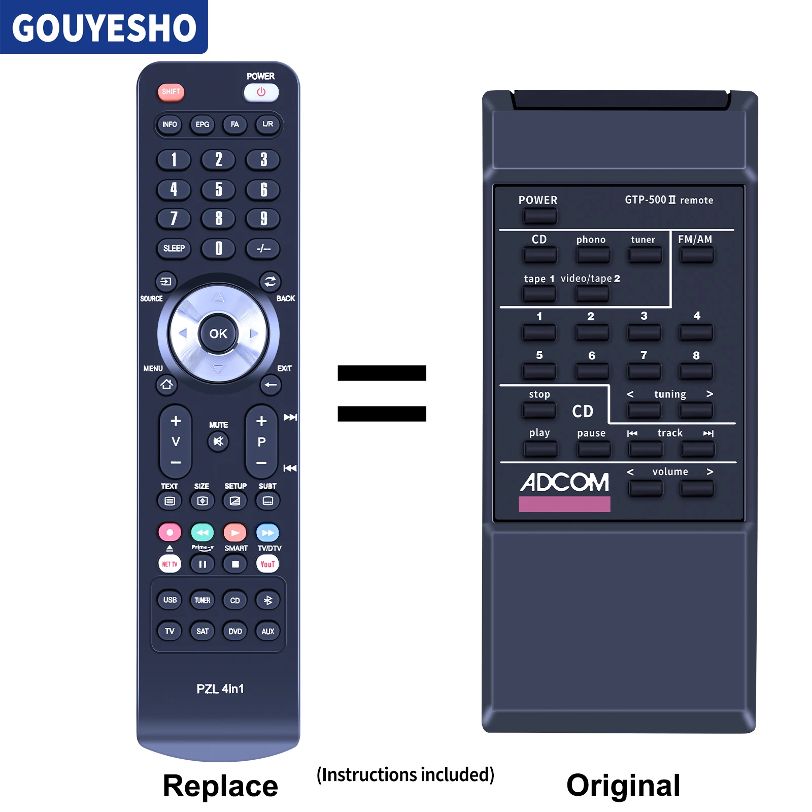 New Replacement Remote Control For Adcom GTP-500II Pre-Amplifier