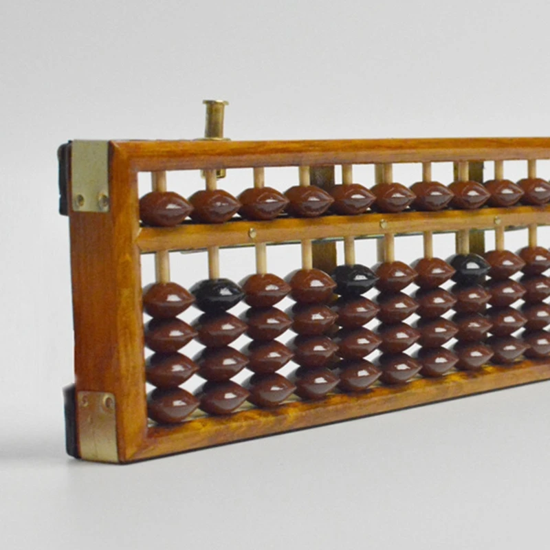 Chinese Abacus Calculator Traditional Wooden Abacus with Reset Button Kid Counting Toy for Student Teacher Math Teaching