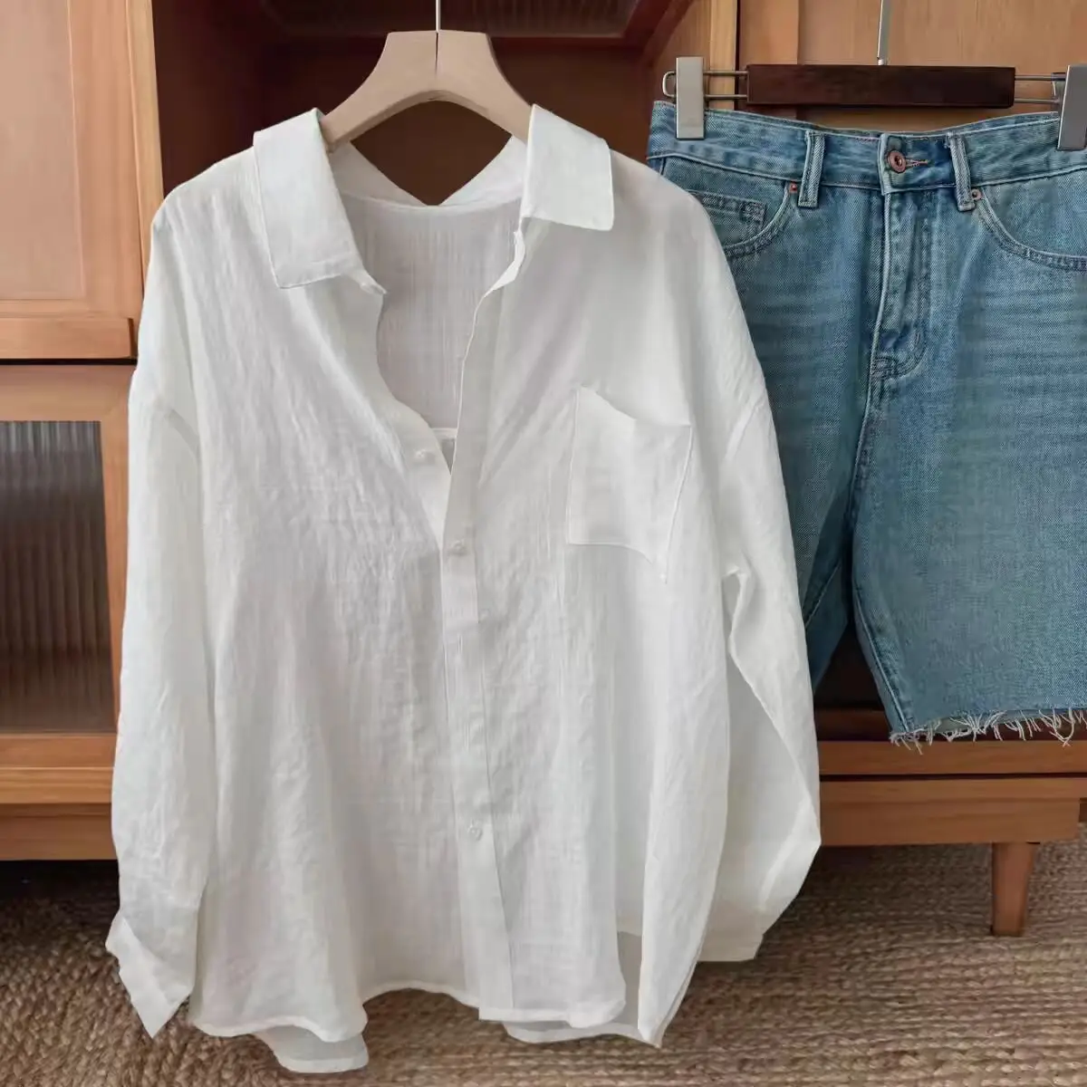 

White Open Cardigan irt Women's Long Sve Loose Lazy Sle Versatile irt Jaet Unique Spring Autumn Top Cotton Blend