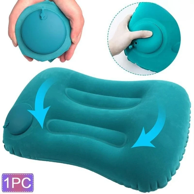 Flocking Inflatable Square Pillow Multifunctional Outdoor Camping Portable Storage Travel Pillow Home Office Supplies