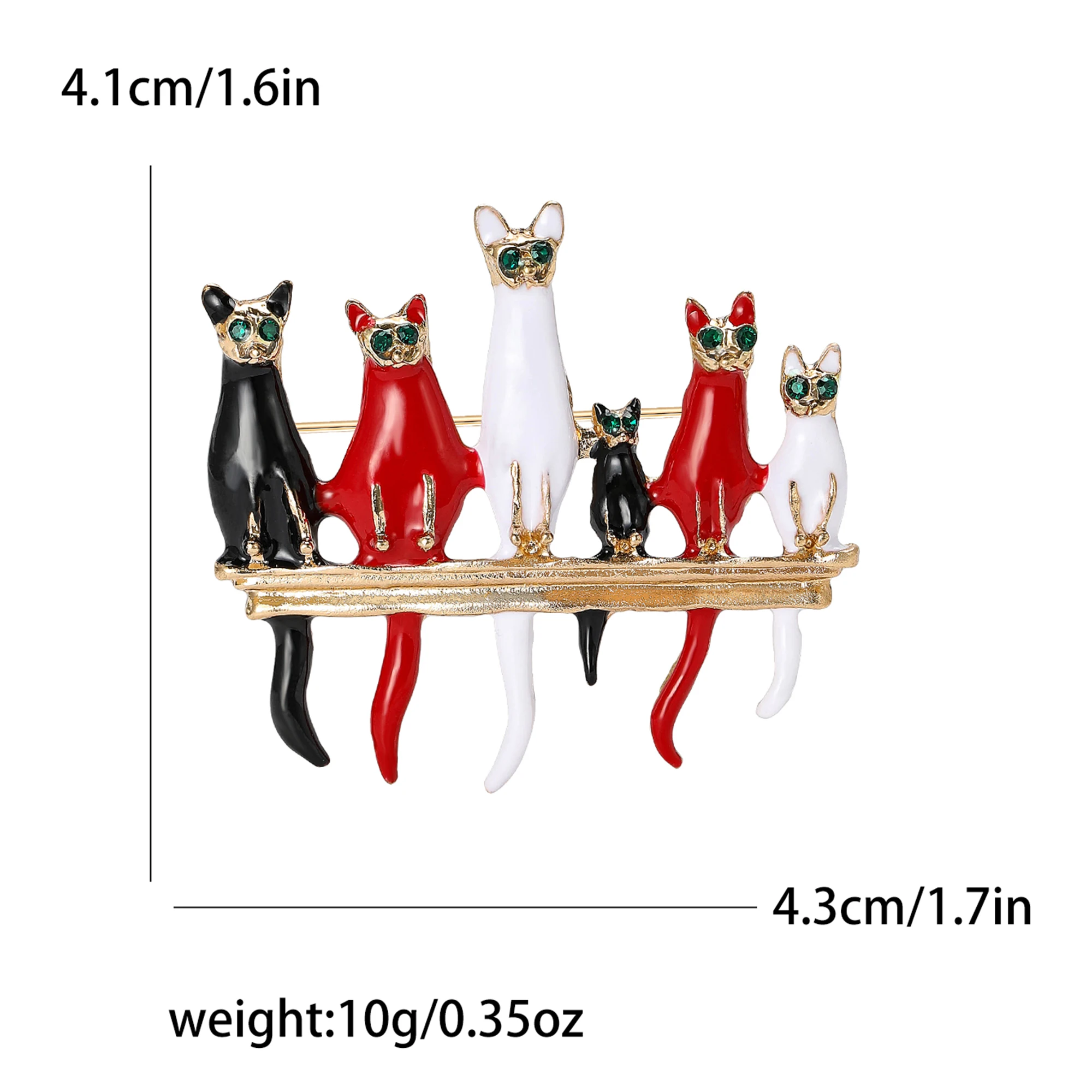 Enamel Six Cats Brooches for Women Unisex Animal Pins 2-color Available Office Party Accessories Gifts