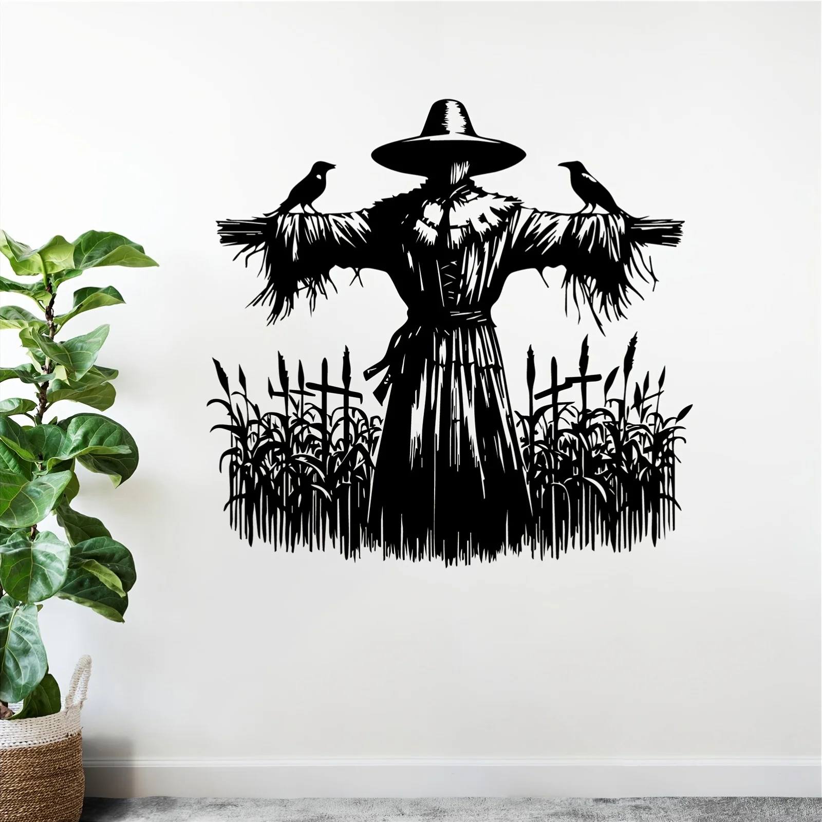 Brand Rustic Farmhouse Iron Metal Wall Art Weatherproof Scarecrow Hanging Decor for Indoor Outdoor Garden Fence