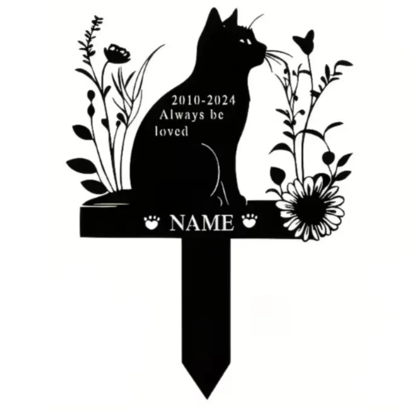 Personalized Cat Memorial Garden Plaque - Vintage metal Pet Tombstone, the Perfect Gift for Cat Lovers image 3