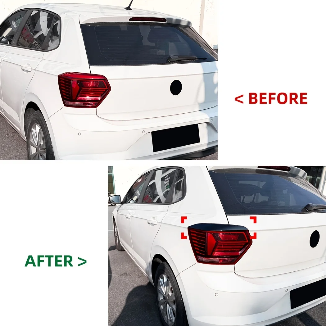 For Vw Polo Mk6 Aw 2018-2021 Car Tail Lights Sticker Headlight Brake Light Stickers Trim Body Modification Kit Black/Carbon view 3