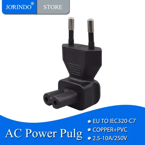 JORINDO EU-IEC320 C7 변환 플러그, 유럽 2 핀 수 플러그-IEC 320 C7 직각 AC 어댑터