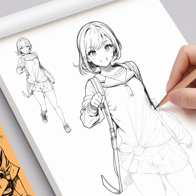 Livro de Traçado de Mangá, Livro de Prática de Cópia de Personagens de Anime, Livro de Autoaprendizagem para Iniciantes, Arte em Linha de Meninas Bonitas.