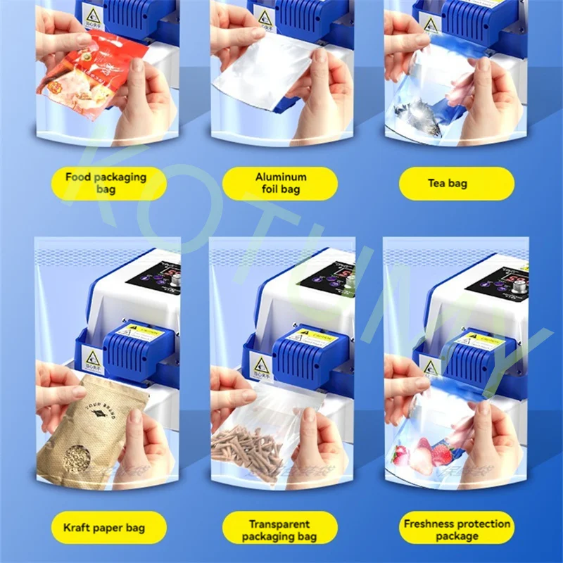 Desktop Continues Auto Sealing Machine Bag Sealer 0-200℃ Heat Sealing GLF-50 Temperature Control 5m/min Speed Sealer