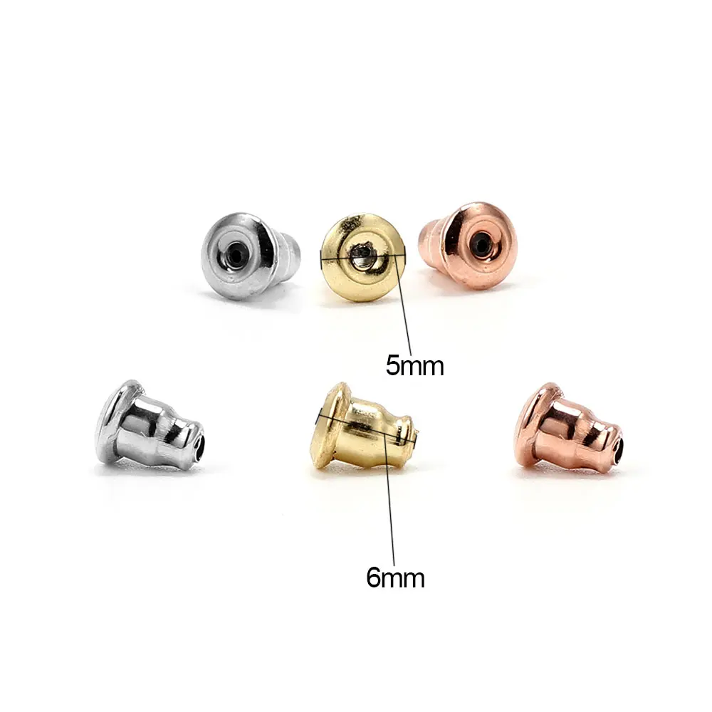 50Pcs Stainless Steel Classic Bullet Earring Backs Plug Ear Studs Back Stopper DIY Earring Backs Stoppers Accessories Supplies