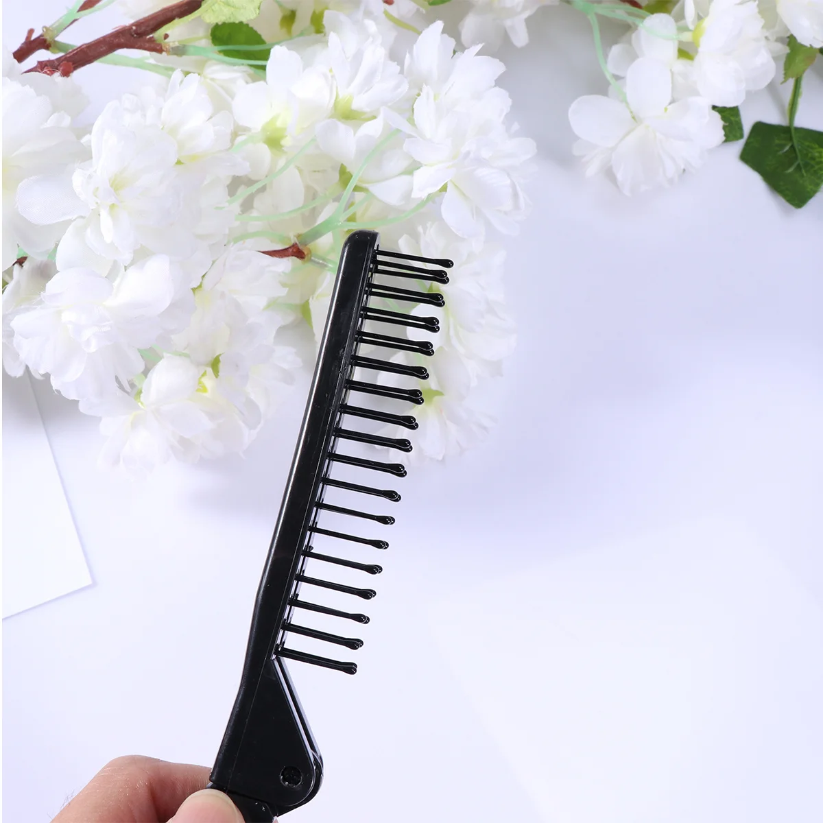 

5Pcs Mini Foldable Black Hair Comb Anti-Static Compact Portable Hair Tools Double Side for Travel Salon Double Side Haircut Comb