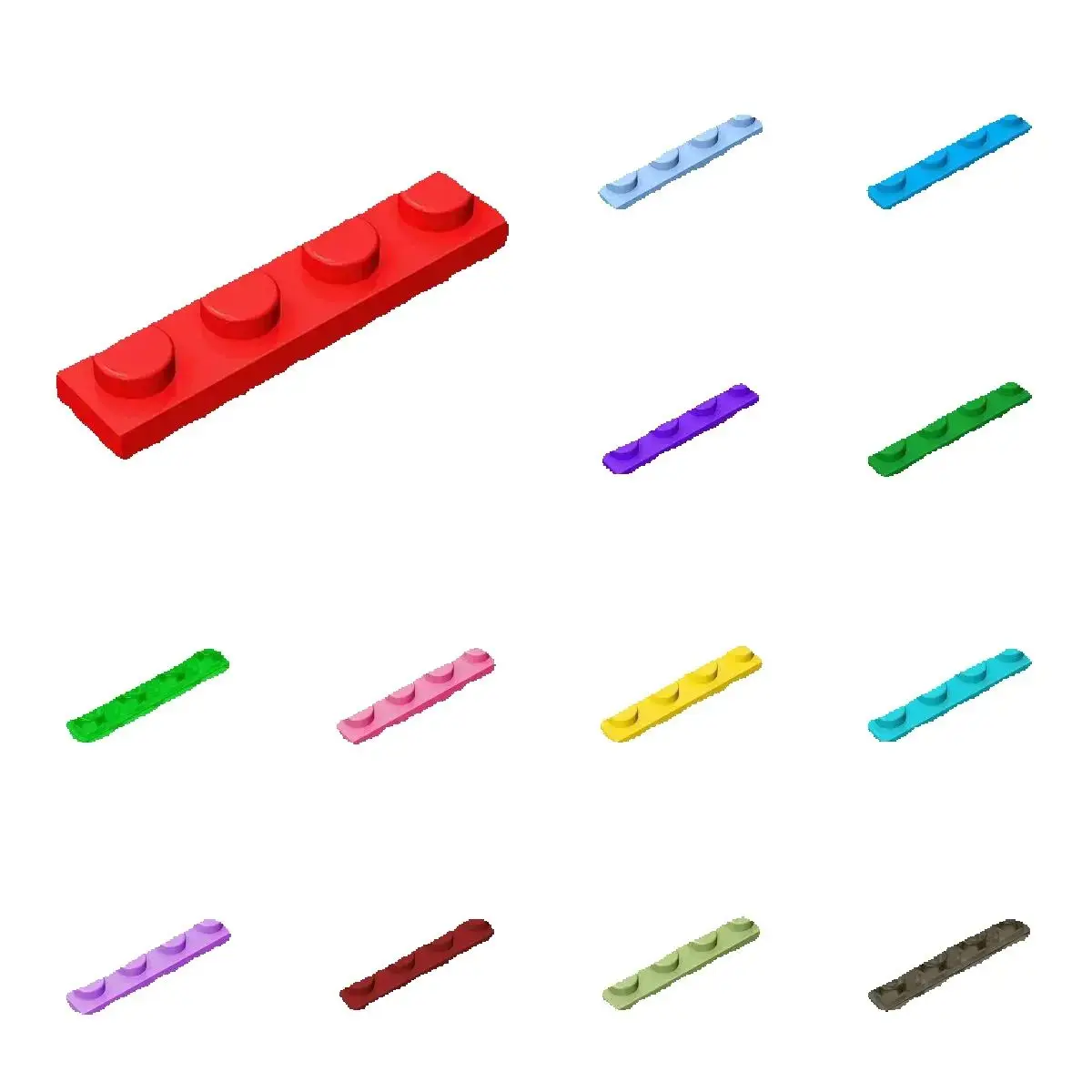 50pcs 3710 1x4 placa de puntos figuras delgadas para juguetes de bloques de construcción para niños compatibles con ensamblaje