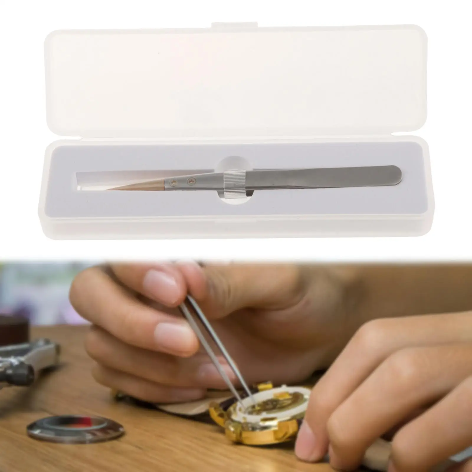 

High End Tipped Boxwood Tweezers Watch Repair Tool Multipurpose Professional with Storage Box for Jewelry Craftsmanship