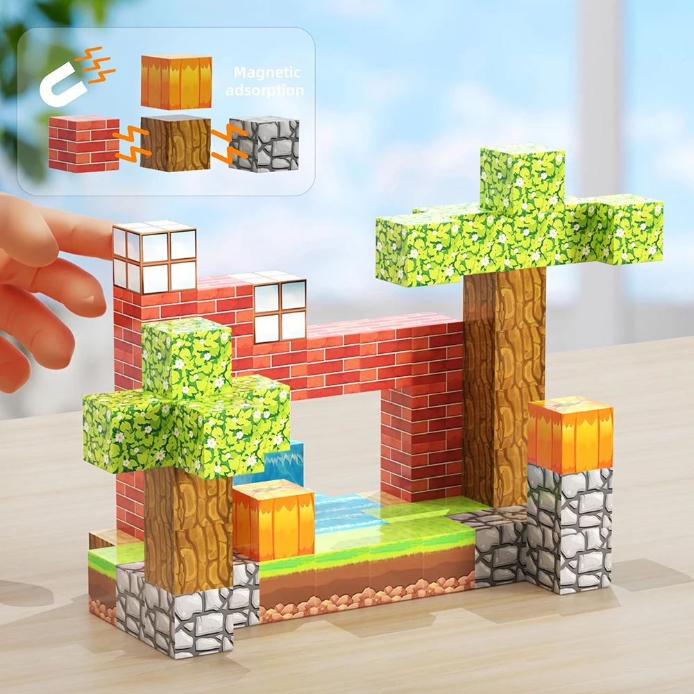 اللبنات المغناطيسية مونتيسوري الجذعية ألعاب حسية تعليمية للأطفال بنين بنات لتقوم بها بنفسك مكعب المغناطيس هدية