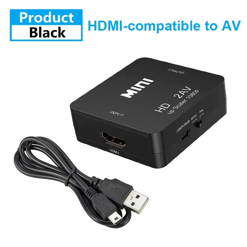 1080P Mini HDMI‑compatible to AV RCA CVBS L/R Composite Video
