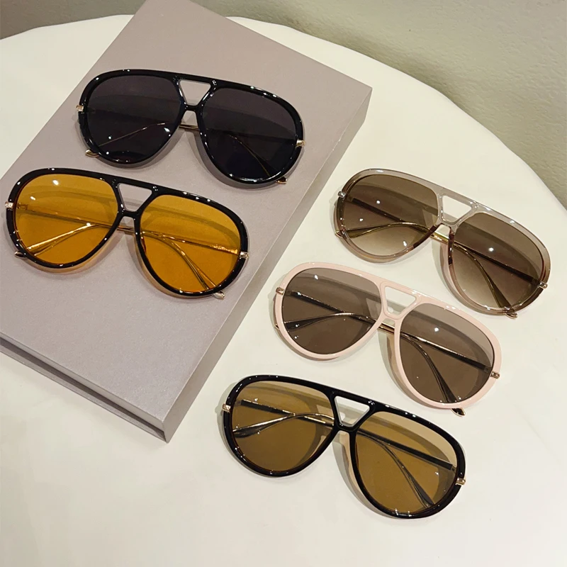 Oversized Pilot Sunglasses New in Vintage Double Bridge Sun Glasses Women Trendy Brand Design Outdoor Shades Eyewear UV400 image 5