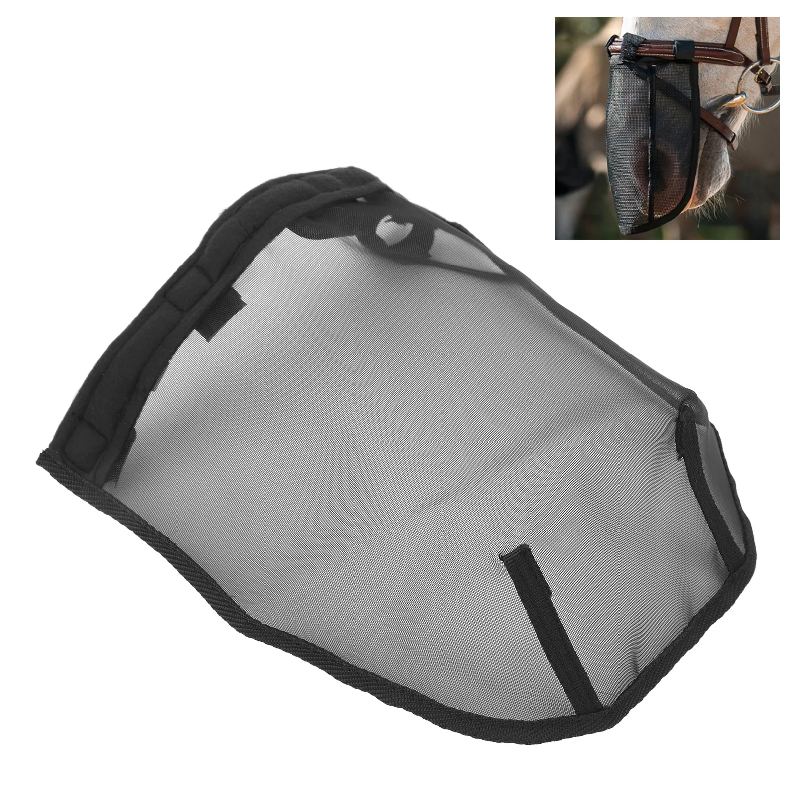 ZK30 Horse Nose Net Plastic Horse Breathable Nose Fine Mesh Net L Size Black Comfort Horse Nose Mask for Home Farm