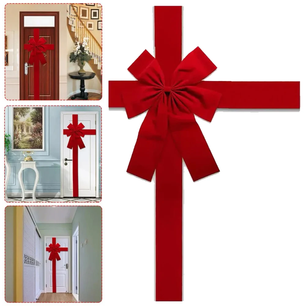 1/2PCS Elegant Traditional Deluxe Door Bow Christmas Bow Tie Full Wrap Door Decoration Extra Large Accessories 40X30cm navidad