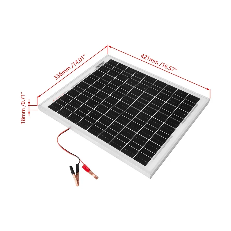 20W Solar Panel 18V Monocrystalline Rechargeable Solar Cells Portable Photovoltaic Power Generation Equipment for Home Outdoor