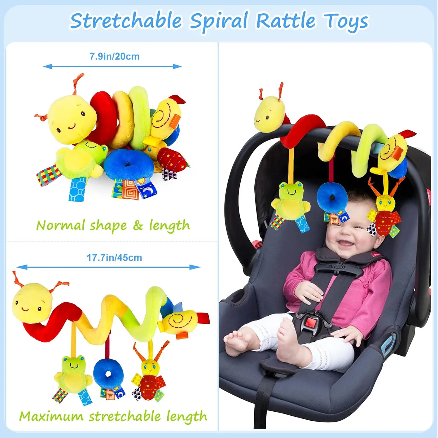 Autostoel Speelgoed Baby Baby Spiraal Activiteit Hangende Rammelaar Speelgoed Pluche Hangende Wandelwagen Zintuiglijk Speelgoed Voor Pasgeboren Cadeau