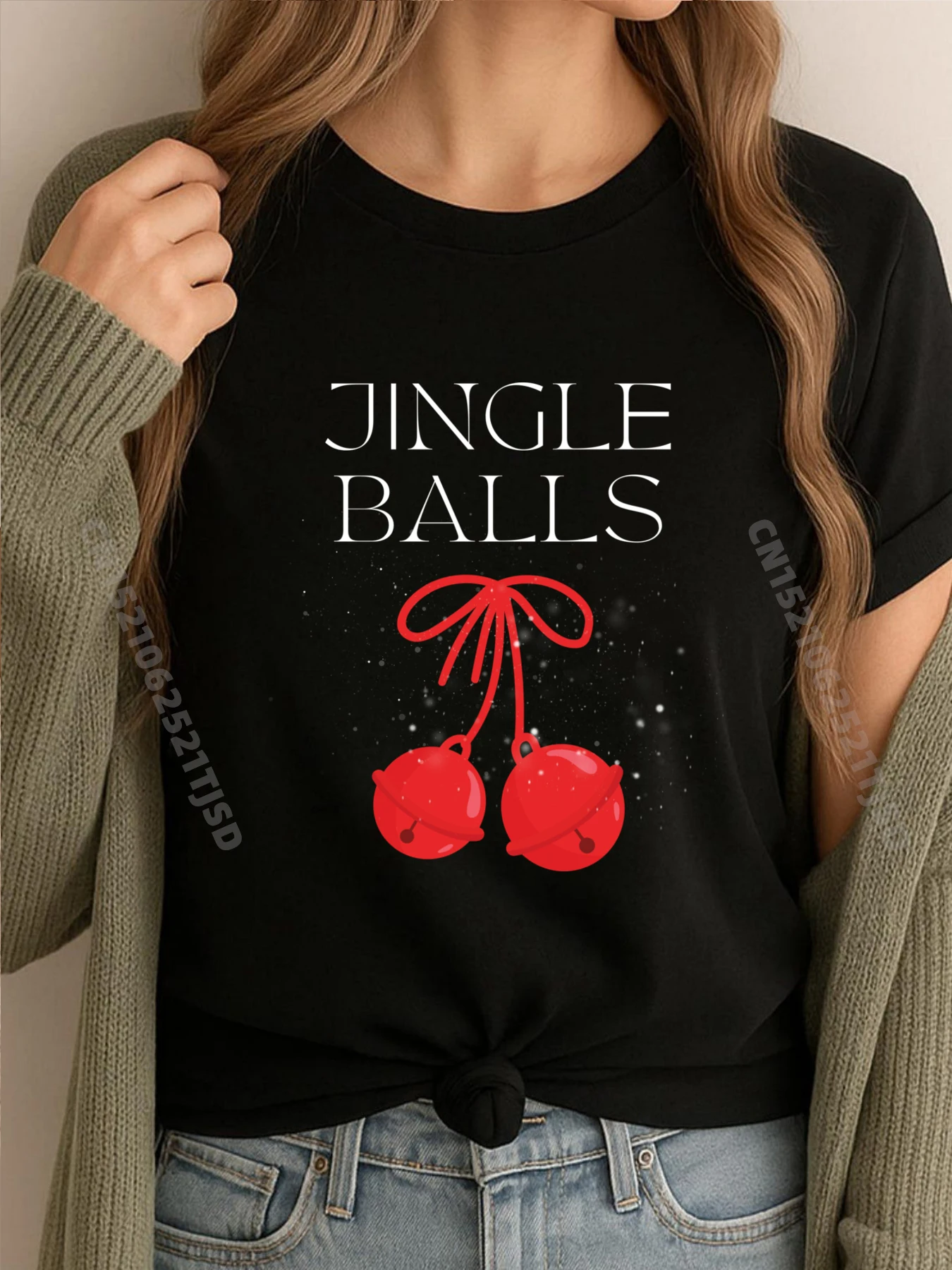

Jingle Balls And Twinkle Tits Одинаковая рождественская брендовая одежда для пар Модная и модная распродажа Ретро футболка Винтаж