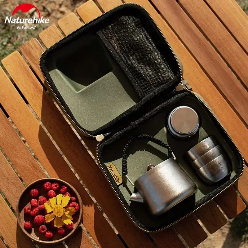 Imagem -04 - Naturehike Conjunto de Chá de Titânio Puro 250ml Isolamento Térmico Portátil Mini Mais Xícara de Chá Bule de Água Pesca Piquenique