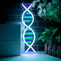 Double Helix Neon Sign - LED DNA Art Wall Decor with USB Power, Perfect for Biology Enthusiasts, Nurses, Doctors, and Physicians