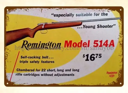 shop room wall art Remington Firearms rifle ammo hunting metal tin sign