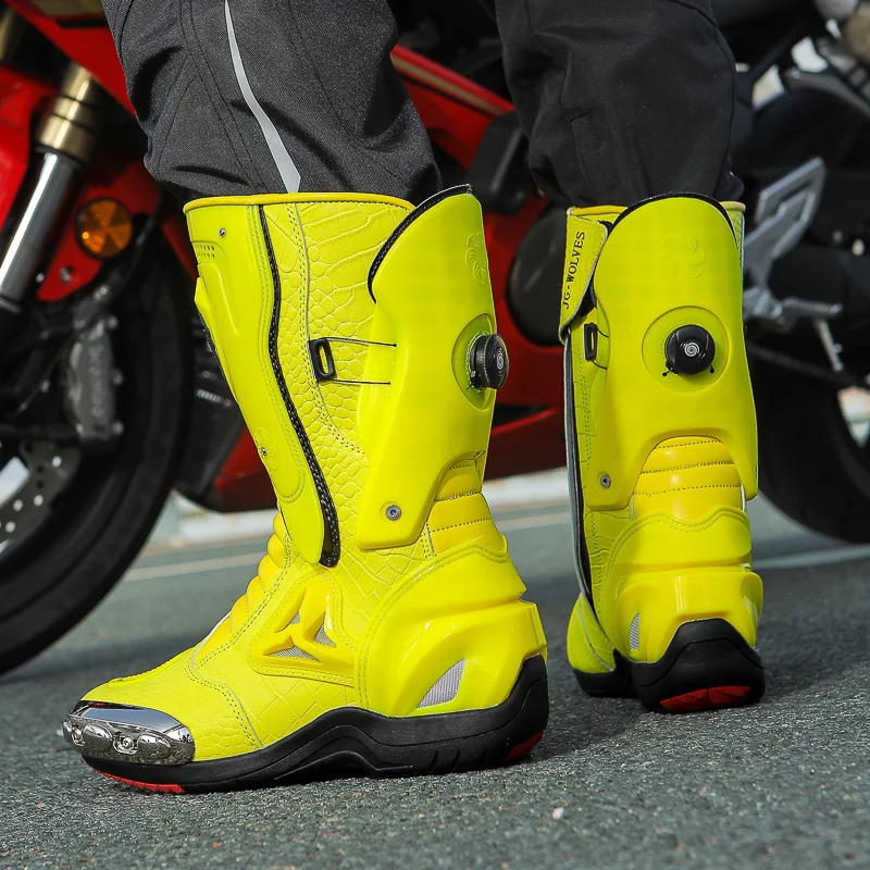 Men Motorcycle Boots Moto Riding Shoes Racing Motocross Boots Off-Road Dirt Bike Motorcycles Shoes Waterproof Anti-Collision