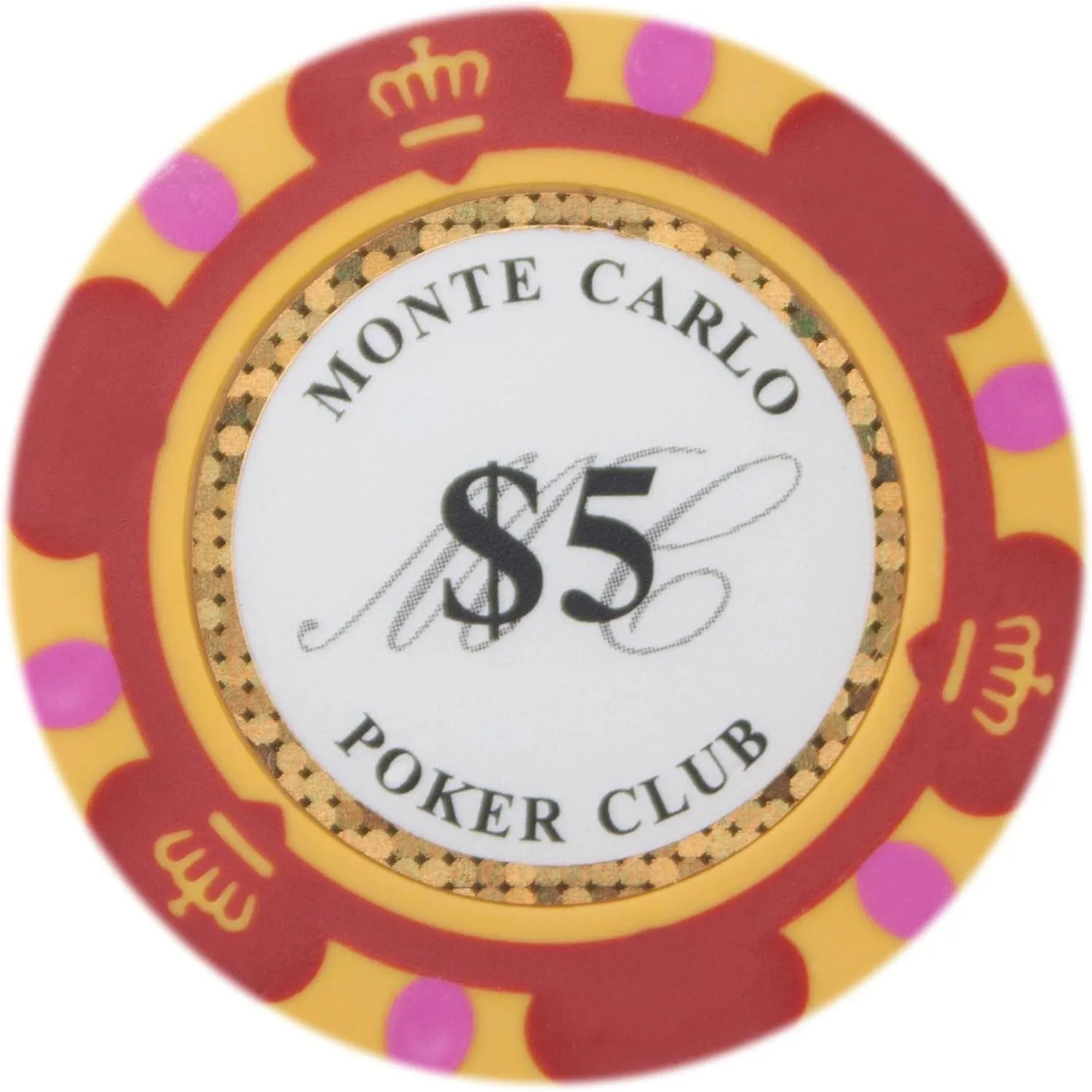 Monte Carlo Premium Poker Chips (50-Pack) Heavyweight 14-Gram Clay Composite ($5 Red)