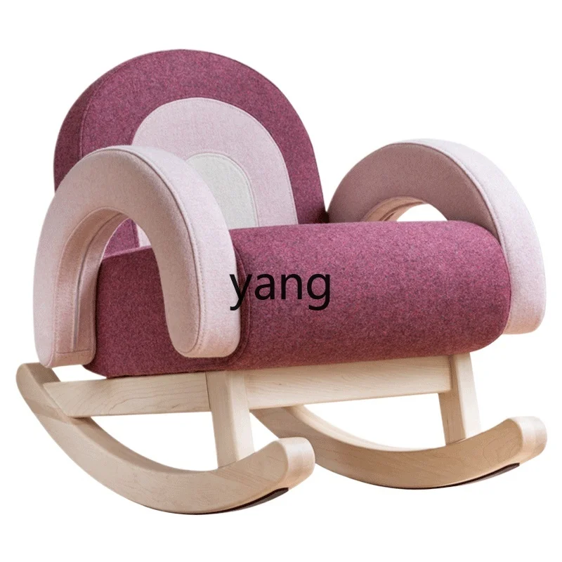 Yhl Rainbow Rocking Chair Children Sand T Danish Imported Fabric Household Solid Wood Nordic Chair