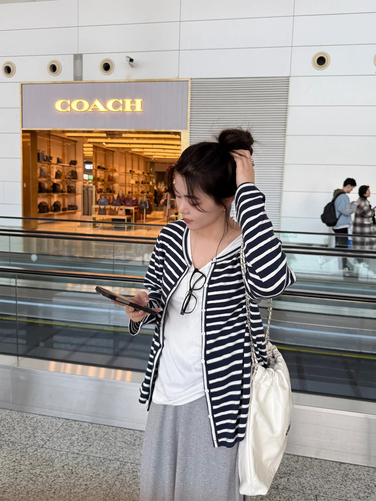 

plus Size Knitted Cardigan Striped Vintage Sle for Plump Sister Color Blo Slimming Versatile Women's Long Sve Cotton B...