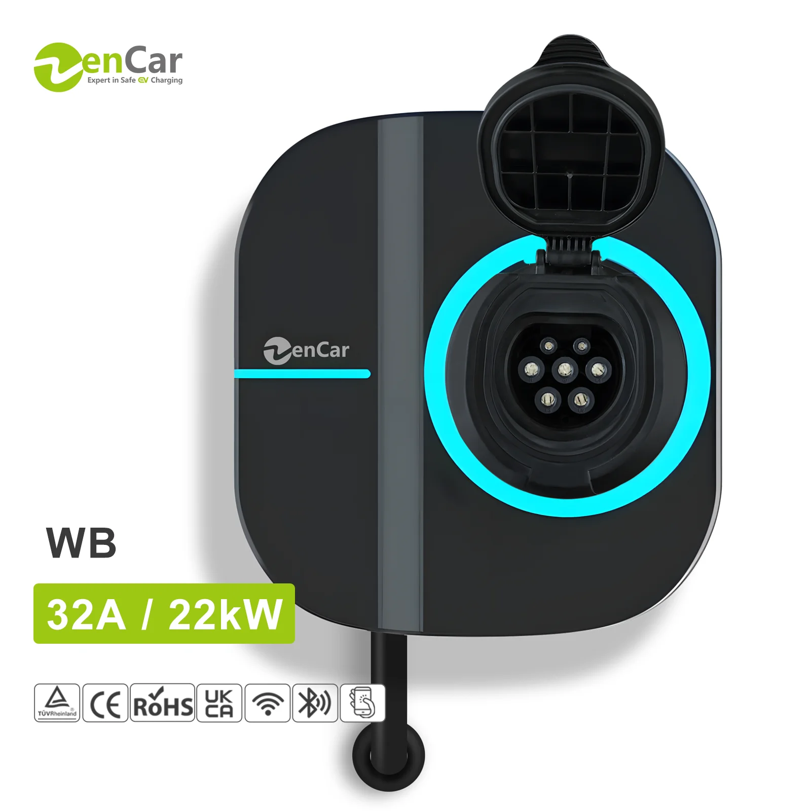 Smart Wall Box EV Charger 22KW Wall-mounted APP Application WIFI With Type 2 Female Socket