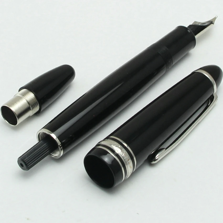 High Quality MB 149 Fountain Pen View Window Black Resin M Nib Ink Calligraphy Pens Piston Filling Luxury School Supplies